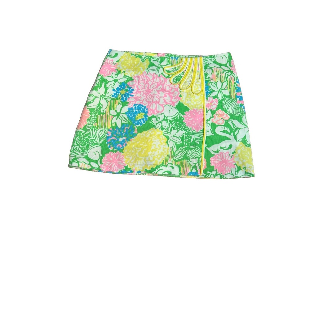Lilly Pulitzer Jasmine Skirt Size 6 Floral Appliquรฉ Hibiscus Stroll Lined Skort